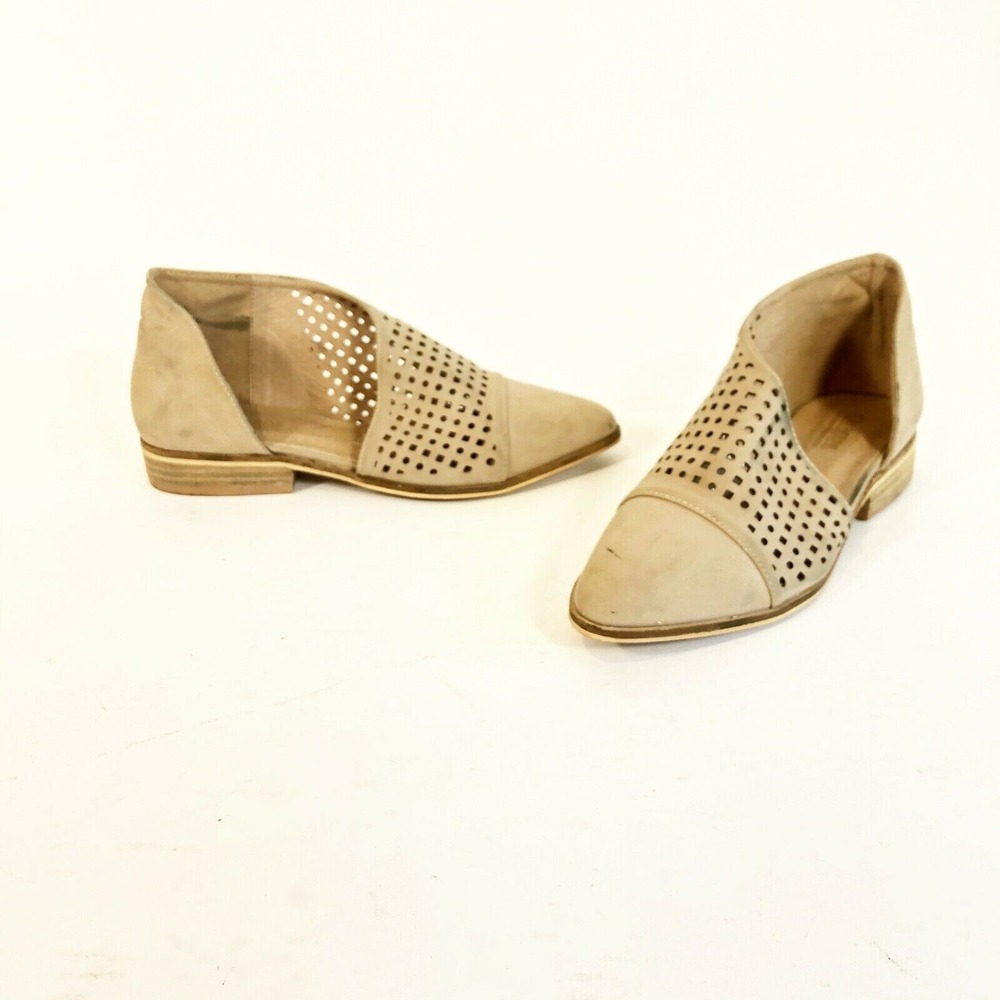 Catherine Malandrino Roffee Slip On d'Orsay Flats Womens 6 Beige Perforated